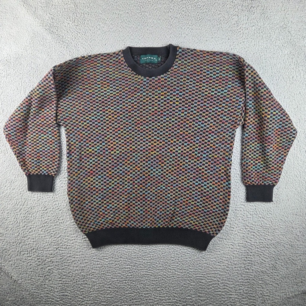 Vintage Tundra Canada Sweater Mens 2X Multicolor 3D Knit‎ 90s Coogi Style